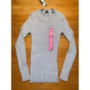 Blue Ribbed Turtleneck Sweater XS Womens